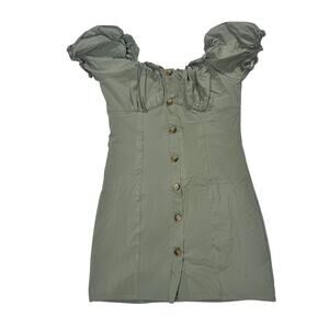 Blashe Olive Green Puff Sleeve Sweetheart Mini Dress Small Cottagecore Coquette